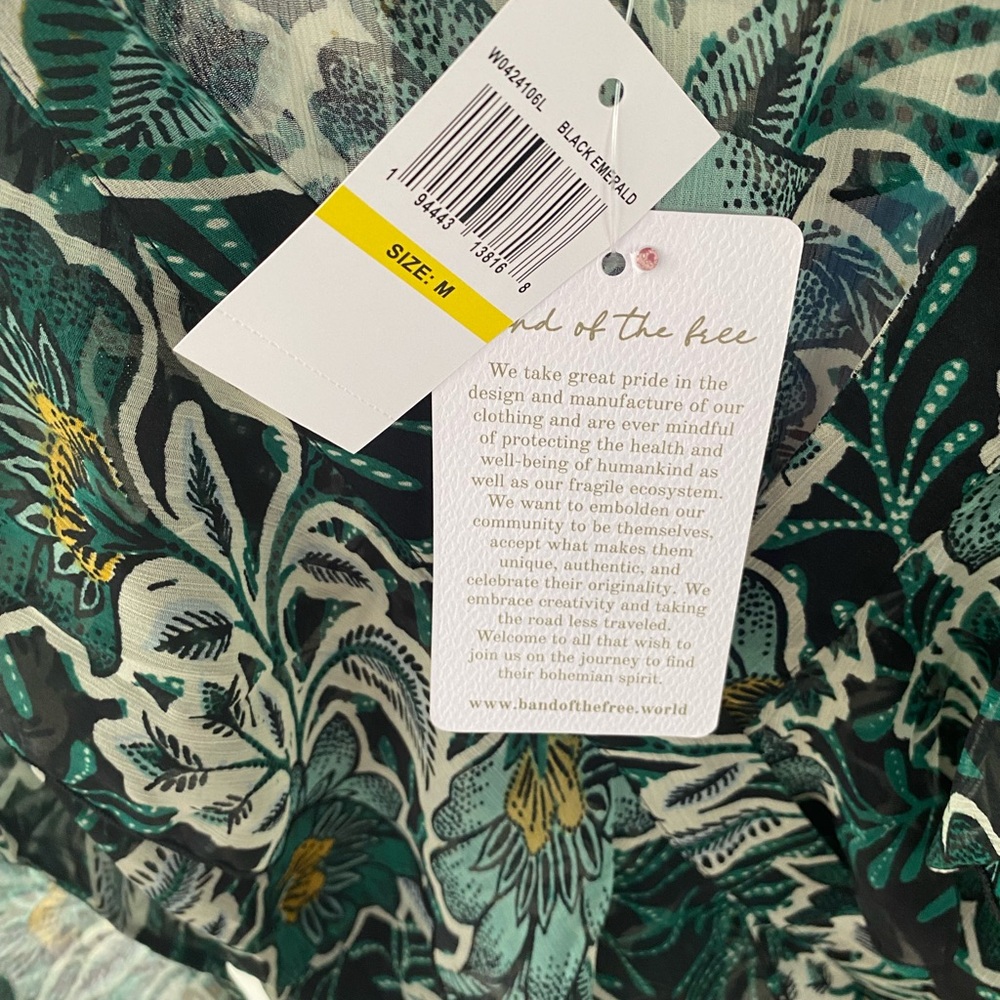 NWT Band of the free Floral Green and Black Sheer long sleeve Bodysuit size M - Picture 10 of 12